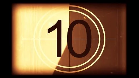 3D rendering of a monochrome old and grained universal countdown leader Stock Illustration