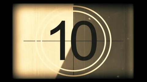 3D rendering of a monochrome old and grained universal countdown leader Stock Illustration