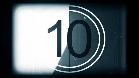 3D rendering of a monochrome old and grained universal countdown leader Stock Illustration