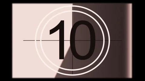 3D rendering of a monochrome old and grained universal countdown leader Stock Illustration