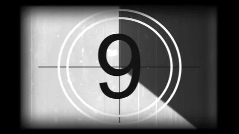 3D rendering of a monochrome old and grained universal countdown leader Stock Illustration