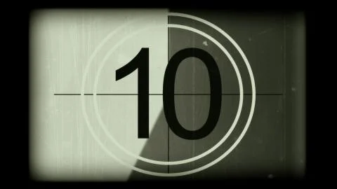 3D rendering of a monochrome old and grained universal countdown leader Stock Illustration