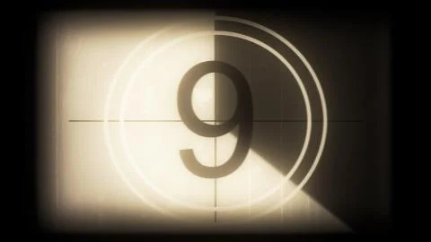 3D rendering of a monochrome old and grained universal countdown leader Stock Illustration