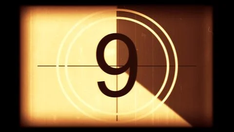 3D rendering of a monochrome old and grained universal countdown leader Stock Illustration