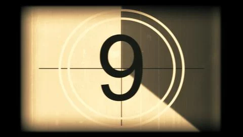 3D rendering of a monochrome old and grained universal countdown leader Stock Illustration