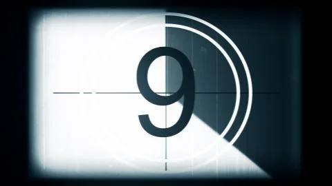 3D rendering of a monochrome old and grained universal countdown leader Stock Illustration