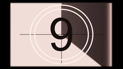 3D rendering of a monochrome old and grained universal countdown leader Stock Illustration