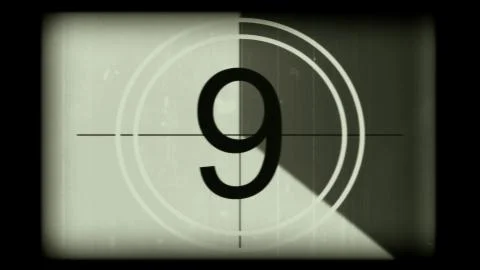 3D rendering of a monochrome old and grained universal countdown leader Stock Illustration