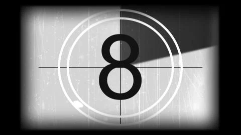 3D rendering of a monochrome old and grained universal countdown leader Stock Illustration