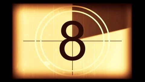 3D rendering of a monochrome old and grained universal countdown leader Stock-Illustration