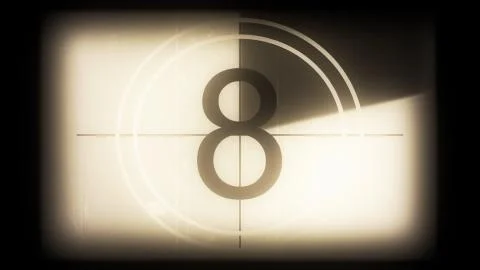 3D rendering of a monochrome old and grained universal countdown leader Stock Illustration