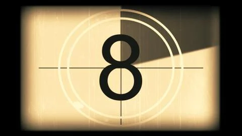 3D rendering of a monochrome old and grained universal countdown leader Stock Illustration