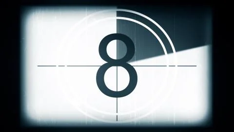 3D rendering of a monochrome old and grained universal countdown leader Stock Illustration