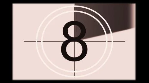 3D rendering of a monochrome old and grained universal countdown leader Stock Illustration