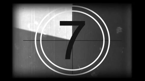 3D rendering of a monochrome old and grained universal countdown leader Stock Illustration