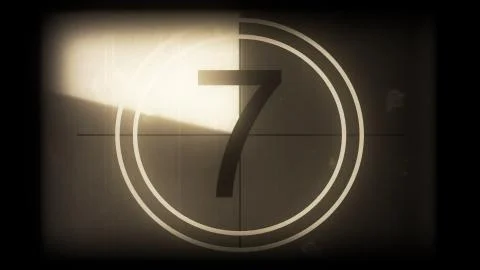3D rendering of a monochrome old and grained universal countdown leader Stock Illustration