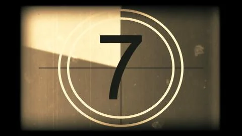 3D rendering of a monochrome old and grained universal countdown leader 스톡 일러스트