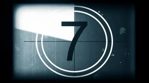 3D rendering of a monochrome old and grained universal countdown leader Stock Illustration