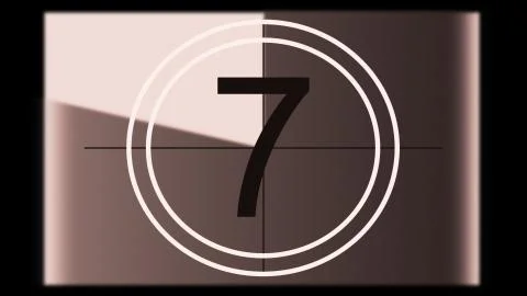 3D rendering of a monochrome old and grained universal countdown leader Stock Illustration
