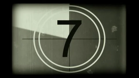3D rendering of a monochrome old and grained universal countdown leader Stock Illustration