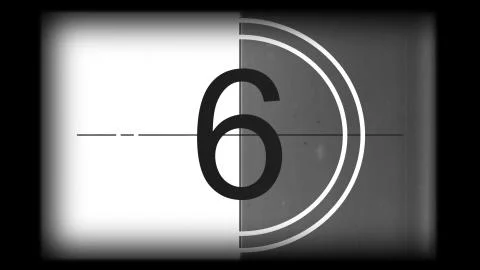 3D rendering of a monochrome old and grained universal countdown leader Stock-Illustration