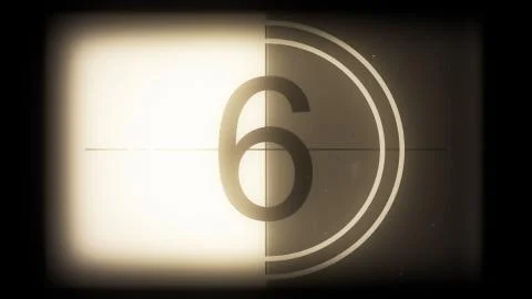 3D rendering of a monochrome old and grained universal countdown leader Stock Illustration