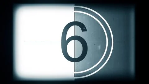 3D rendering of a monochrome old and grained universal countdown leader Stock Illustration
