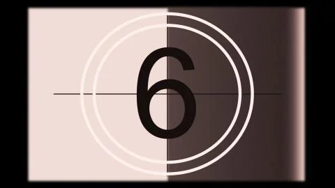 3D rendering of a monochrome old and grained universal countdown leader Stock-Illustration
