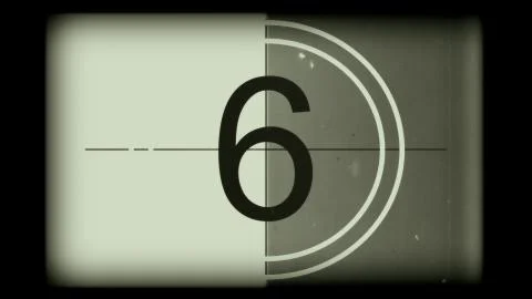 3D rendering of a monochrome old and grained universal countdown leader Stock-Illustration