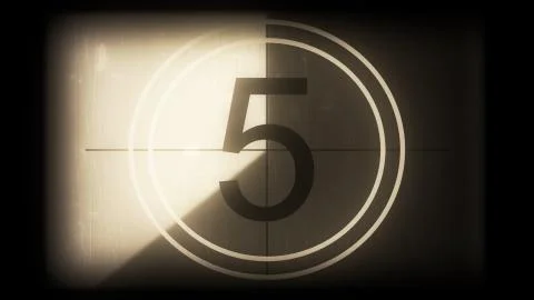 3D rendering of a monochrome old and grained universal countdown leader Stock Illustration