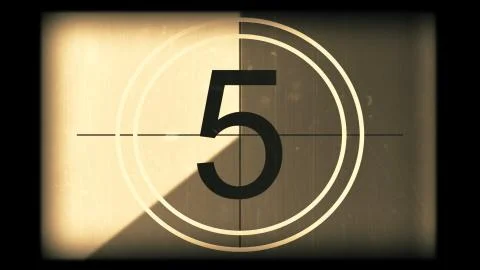 3D rendering of a monochrome old and grained universal countdown leader Stock Illustration