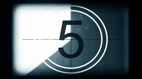 3D rendering of a monochrome old and grained universal countdown leader Stock Illustration