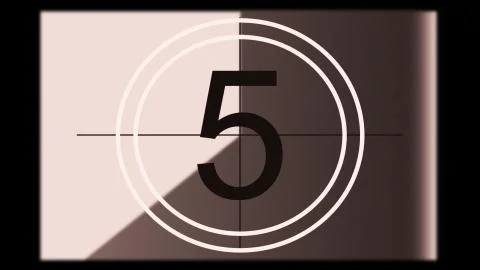 3D rendering of a monochrome old and grained universal countdown leader Stock Illustration