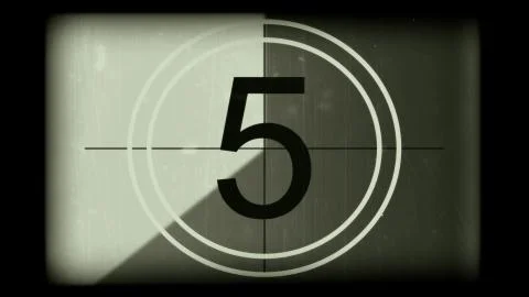3D rendering of a monochrome old and grained universal countdown leader Illustrazione stock