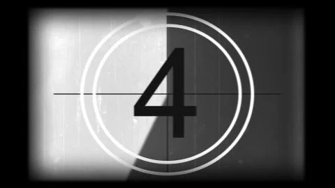 3D rendering of a monochrome old and grained universal countdown leader Stock Illustration