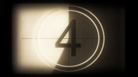 3D rendering of a monochrome old and grained universal countdown leader Stock-Illustration