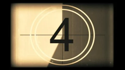 3D rendering of a monochrome old and grained universal countdown leader Stock Illustration