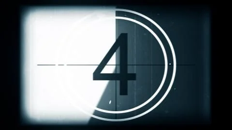 3D rendering of a monochrome old and grained universal countdown leader Stock Illustration