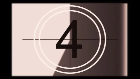 3D rendering of a monochrome old and grained universal countdown leader Stock Illustration