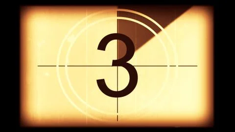 3D rendering of a monochrome old and grained universal countdown leader Stock Illustration