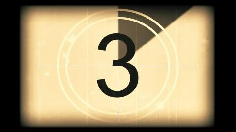 3D rendering of a monochrome old and grained universal countdown leader Stock Illustration