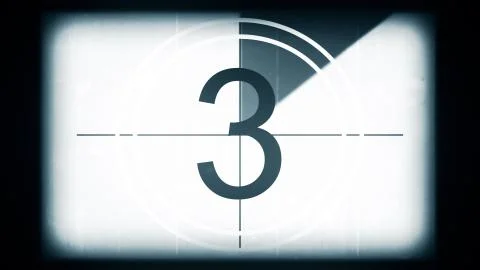 3D rendering of a monochrome old and grained universal countdown leader Stock Illustration