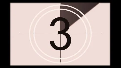 3D rendering of a monochrome old and grained universal countdown leader Stock Illustration