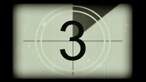 3D rendering of a monochrome old and grained universal countdown leader Stock Illustration