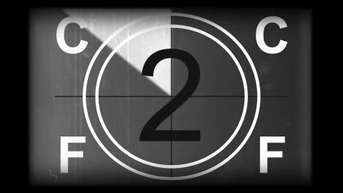 3D rendering of a monochrome old and grained universal countdown leader Stock Illustration