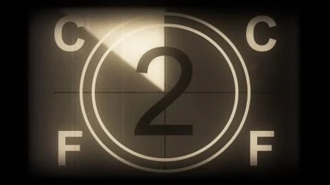 3D rendering of a monochrome old and grained universal countdown leader Stock Illustration