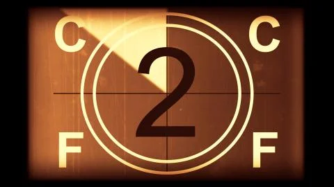 3D rendering of a monochrome old and grained universal countdown leader Stock Illustration