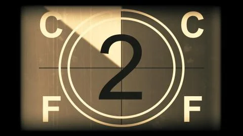 3D rendering of a monochrome old and grained universal countdown leader Stock Illustration