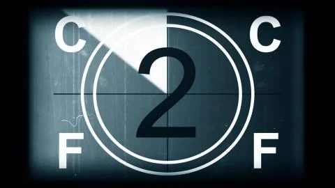 3D rendering of a monochrome old and grained universal countdown leader Stock-Illustration