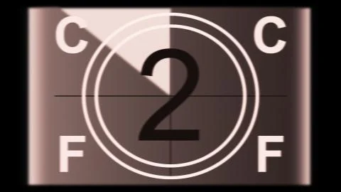 3D rendering of a monochrome old and grained universal countdown leader Stock Illustration